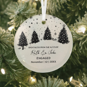 Adorno De Cristal Navidades Pine Tree Oso Esquiar Pareja Compromiso