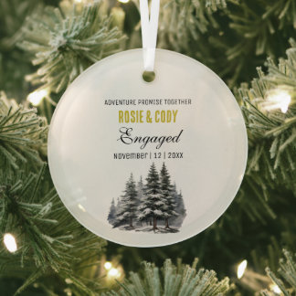 Adorno De Cristal Navidades Pino Rústico Oro Pareja de Pinos Involuc