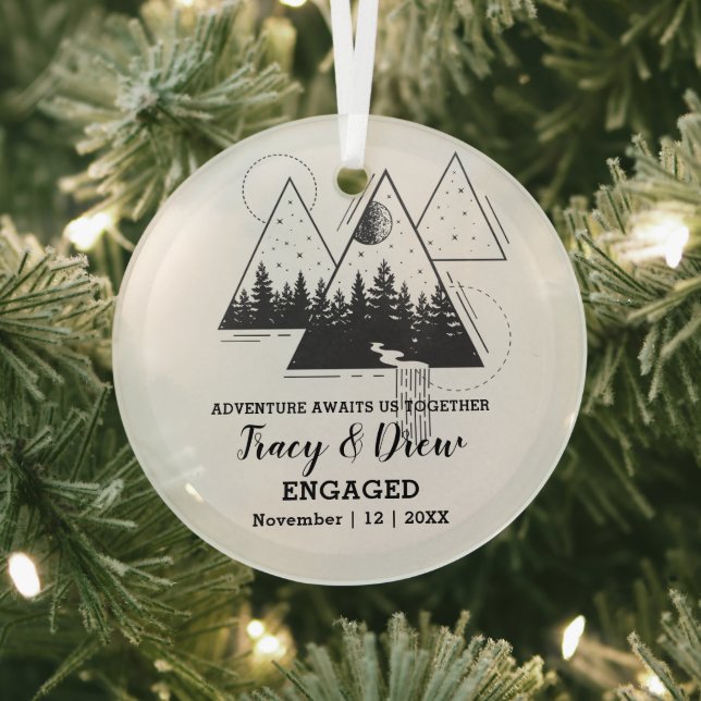 Adorno De Cristal Navidades Pino Rústico Pareja Negra (in situ)