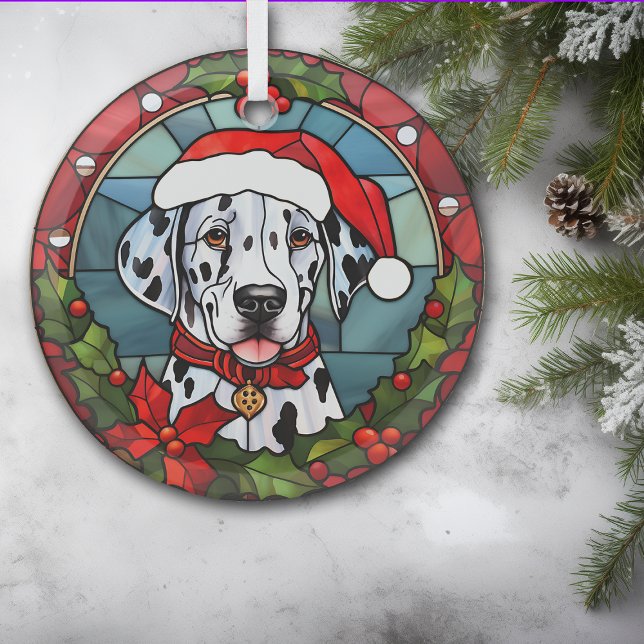 Adorno De Cristal Navidades Poinsettia Santa Dalmatian Dog (Subido por el creador)
