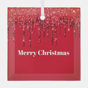 Adorno De Cristal Navidades Purpurina Drip Feliz Navidad