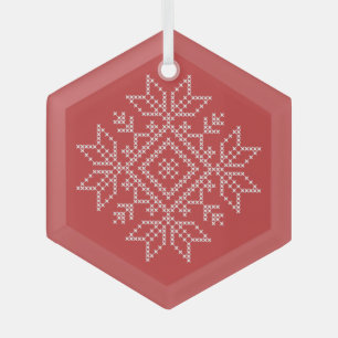 Adorno De Cristal Navidades rojos arte de copos de nieve nórdico est