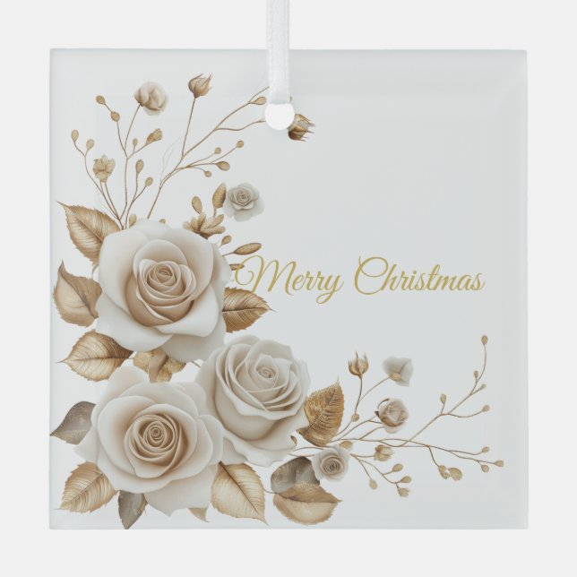 Adorno De Cristal Navidades Rosas Glass Ornament (Anverso)