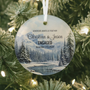 Adorno De Cristal Navidades Rústica Pareja de Río de Montaña Comprom