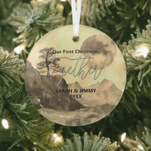 Adorno De Cristal Navidades Sepia Mountain Adventure Pareja al aire 