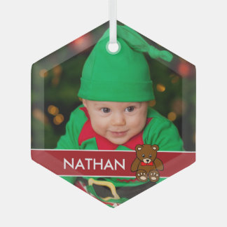Adorno De Cristal Navidades simples Personalizados de fotos de bebés