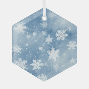 Adorno De Cristal Navidades Snowflakes Blue Sky