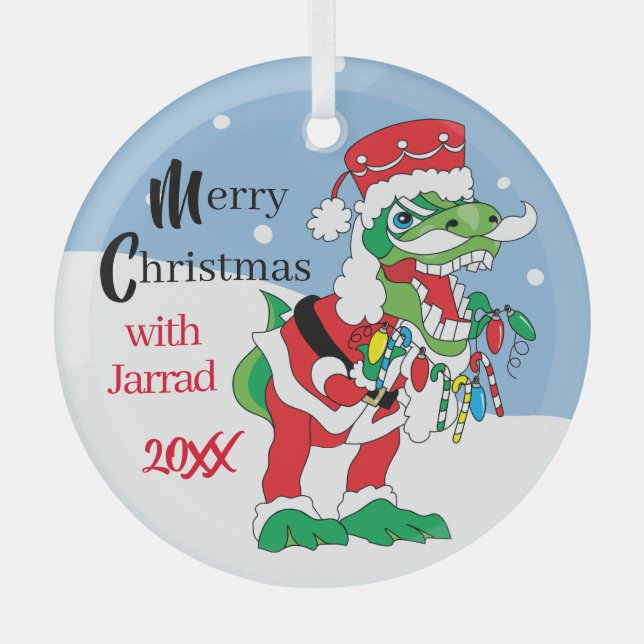 Adorno De Cristal Navidades TySantaSauras (Anverso)