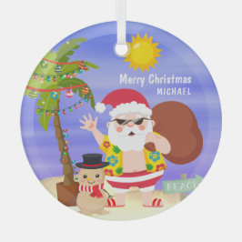 Adorno De Cristal Navidades Vacaciones en Santa Beach Personalizadas