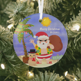 Adorno De Cristal Navidades Vacaciones en Santa Beach Personalizadas