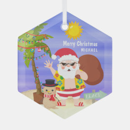 Adorno De Cristal Navidades Vacaciones en Santa Beach Personalizadas