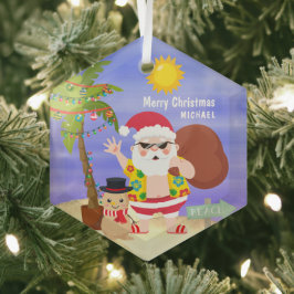 Adorno De Cristal Navidades Vacaciones en Santa Beach Personalizadas