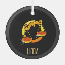 Adorno De Cristal Negro de signo libra zodiac dorado y marrón