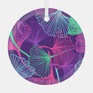 Adorno De Cristal Neon Gingko Sale: Floral brillante.