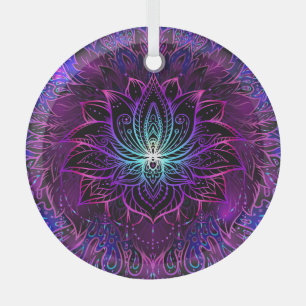 Adorno De Cristal Neon Lotus Flower Boho Print