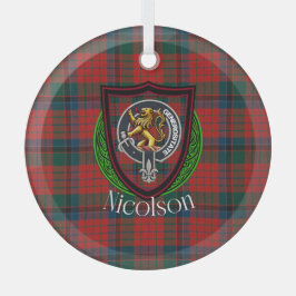 Adorno De Cristal Nicolson Scottish Clan Tartan & Crest