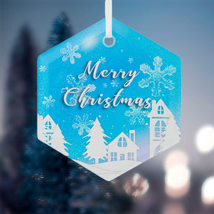 Adorno De Cristal Nieve azul de la Casa Blanca