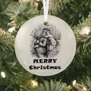Adorno De Cristal Niña abrazando a Papá Noel Arte de Navidad