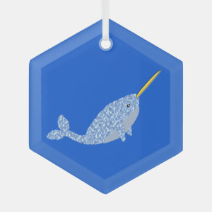 Adorno De Cristal Niño Azul lindo Narwhal