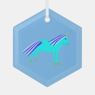 Adorno De Cristal Niño azul lindo Unicornio