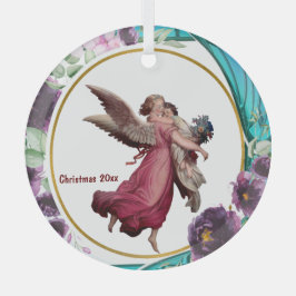 Adorno De Cristal Niños Navidades Ángel Morado Vidrio Manchado