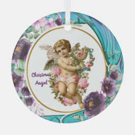 Adorno De Cristal Niños Navidades Ángel Morado Vidrio Manchado Wreat