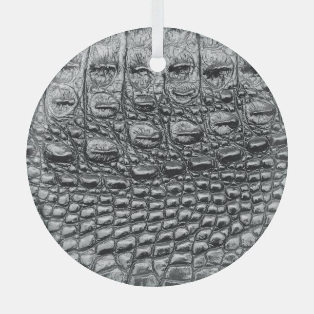 Adorno De Cristal Noir cocodrilo: Mistique de cuero negro (Anverso)