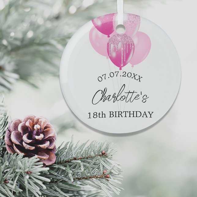 Adorno De Cristal Nombre de los globos blancos de cumpleaños (Subido por el creador)