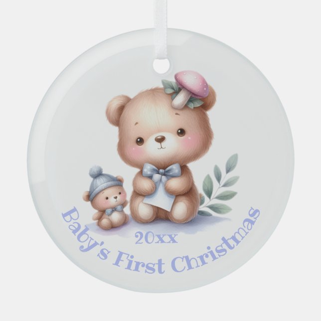 Adorno De Cristal Nombre personalizado Cute Teddy Bear Animal Art (Anverso)