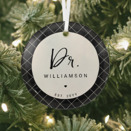 Adorno De Cristal Nombre Personalizado Dr. Médica Minimalista Gradua