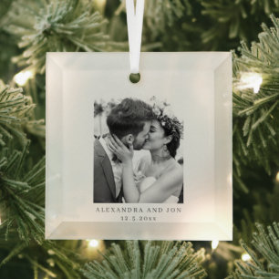 Adorno De Cristal Nombres de la pareja de la foto de boda Fecha Prim