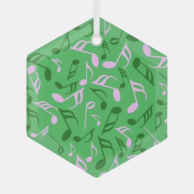 Adorno De Cristal Notas musicales verdes (Anverso)