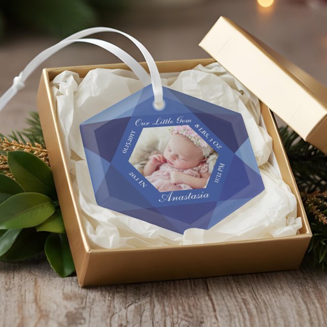 Adorno De Cristal Nuestra pequeña joya Septiembre Birthstone Nacimie (Our Little Gem September Birthstone Baby Birth Glass Ornament)