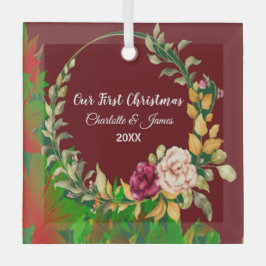 Adorno De Cristal Nuestra primera acuarela de Navidad Personalizado 
