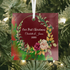Adorno De Cristal Nuestra primera acuarela de Navidad Personalizado 