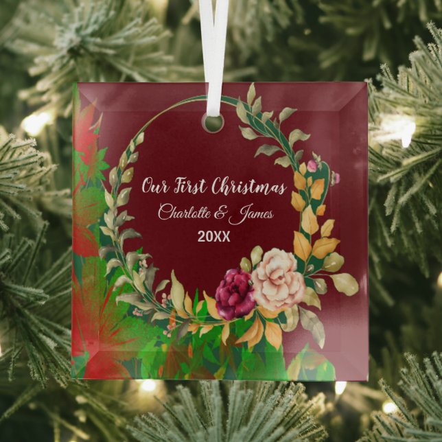 Adorno De Cristal Nuestra primera acuarela de Navidad Personalizado  (in situ)