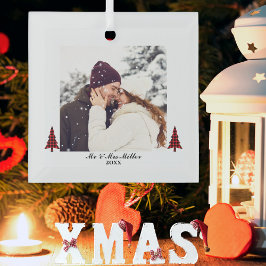 Adorno De Cristal Nuestra primera foto de Navidad, copos de nieve pe