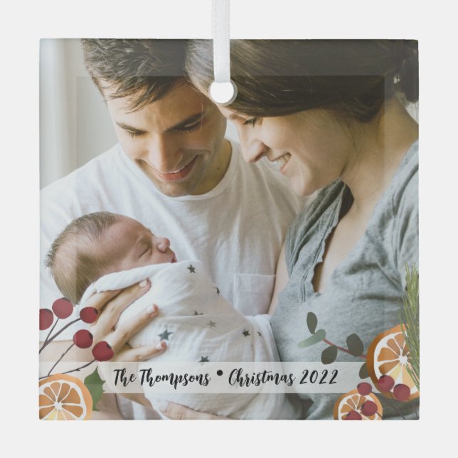 Adorno De Cristal Nuestra primera Navidad como Personalizado familia (Anverso)