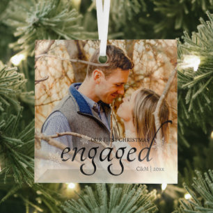 Adorno De Cristal Nuestra primera Navidad comprometida personalizada