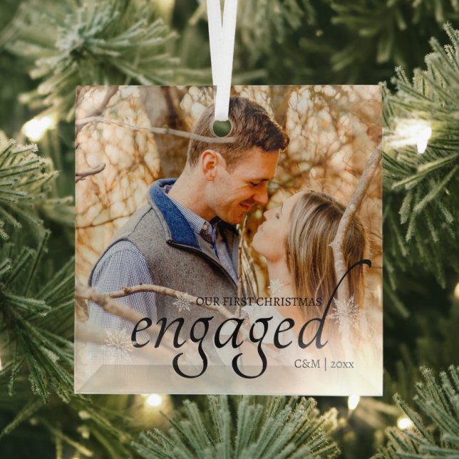 Adorno De Cristal Nuestra primera Navidad comprometida personalizada (in situ)