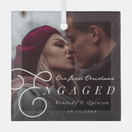 Adorno De Cristal Nuestra primera Navidad comprometidos Clásica Foto