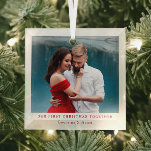 Adorno De Cristal Nuestra primera Navidad juntos foto personalizada