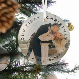 Adorno De Cristal Nuestra Primera Navidad, Mr. & Mrs Couple Photo Gl