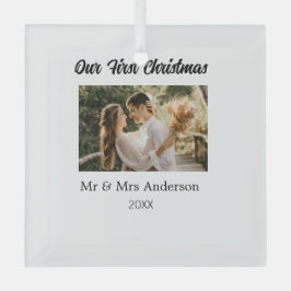 Adorno De Cristal Nuestro primer nombre de foto de la pareja de Navi