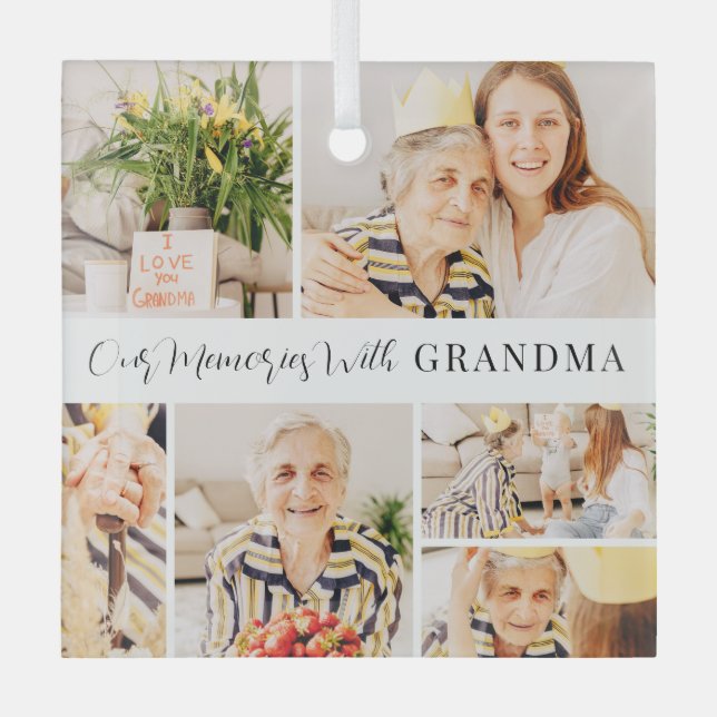 Adorno De Cristal Nuestros Recuerdos con el Collage de fotos moderno (Anverso)