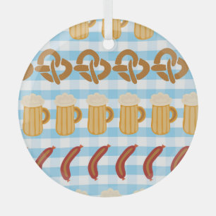 Adorno De Cristal Oktoberfest: cerveza, pretzel, patrón de salchicha