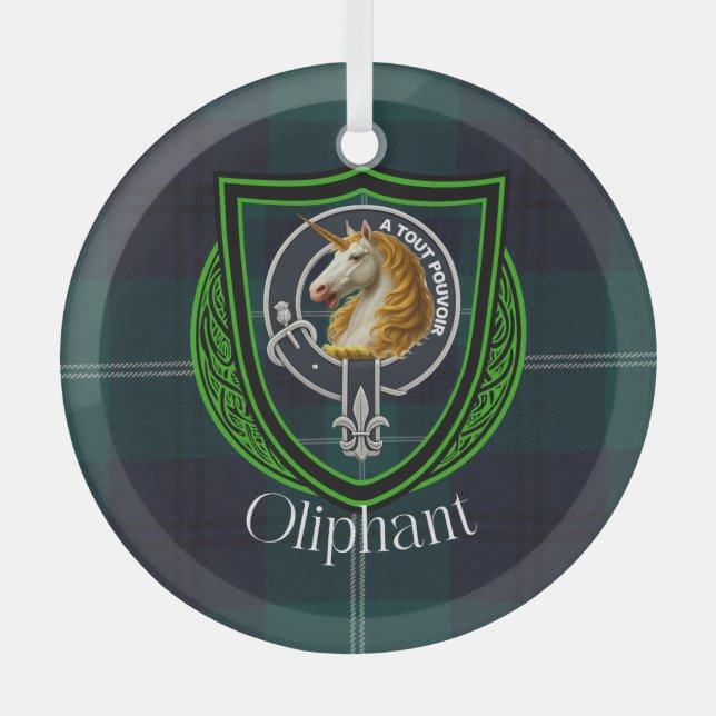 Adorno De Cristal Oliphant Scottish Clan Tartan & Crest (Anverso)