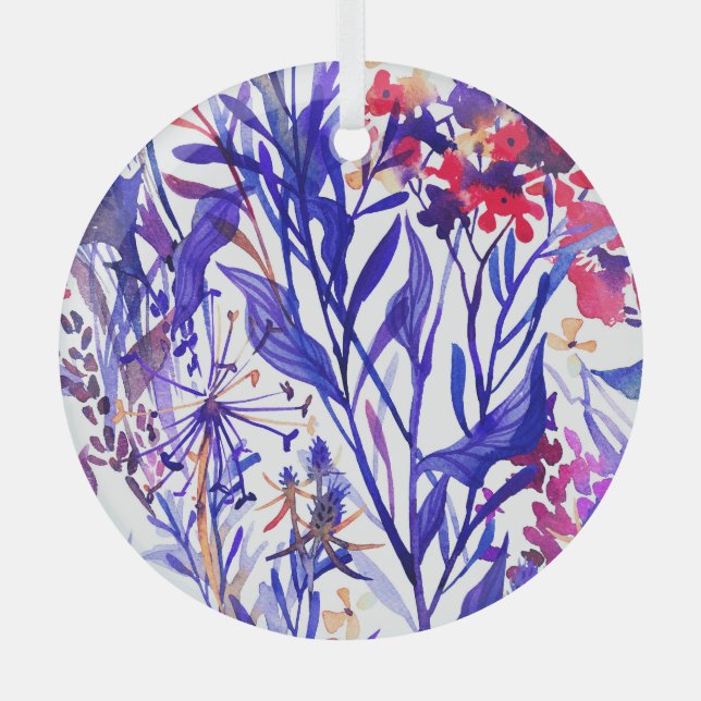 Adorno De Cristal Opulentas Florales Acuarelas: Fondo Jardín. (Anverso)