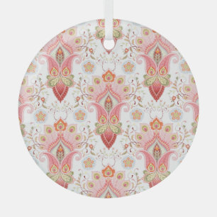 Adorno De Cristal Oriental Flair: Damask Peacock Paisley