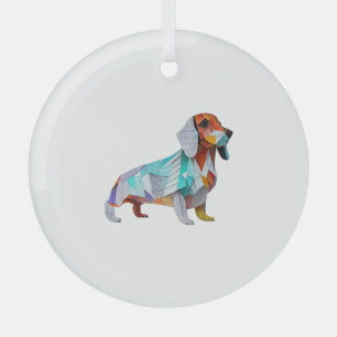 Adorno De Cristal Origami Dachshund